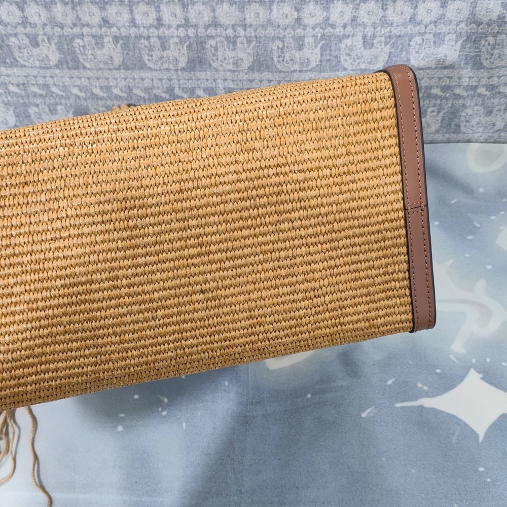 Marni Tan Straw Tote with Brown Trim and Rope Handles - Picture 4 of 6